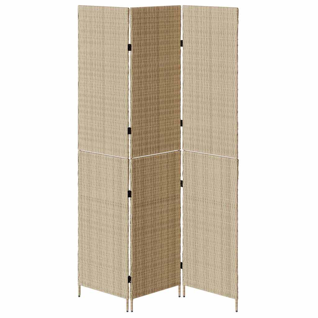 Room Divider Folding Manual Beige 146 x 200 cm Poly Rattan